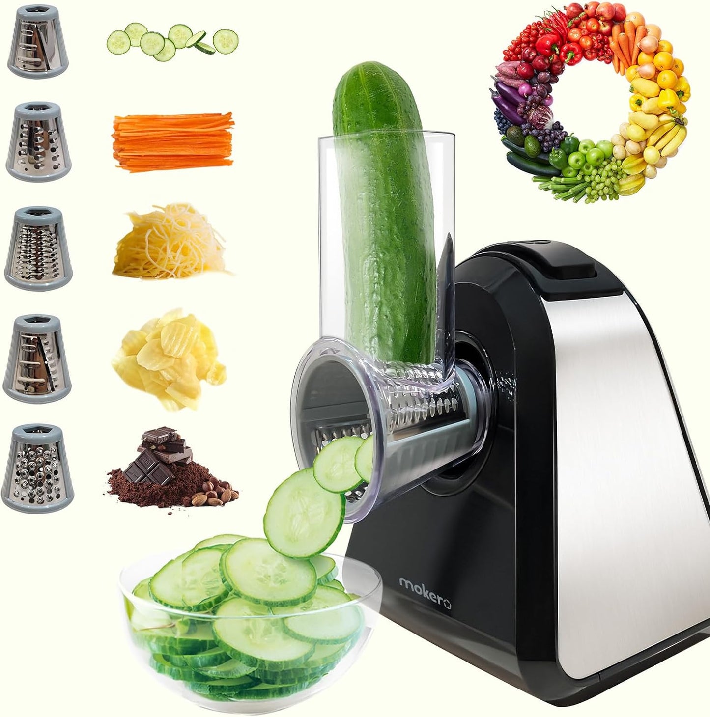5 in 1 Electric Cheese Grater for Home Kitchen Food Prep