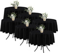 Black Round Tablecloth 70 in 6 Pack - Stain Resistant Washable