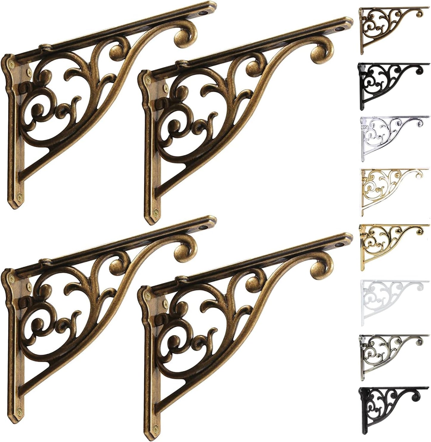 Antique Brass Shelf Brackets 8 Inch Heavy Duty Decorative Rack