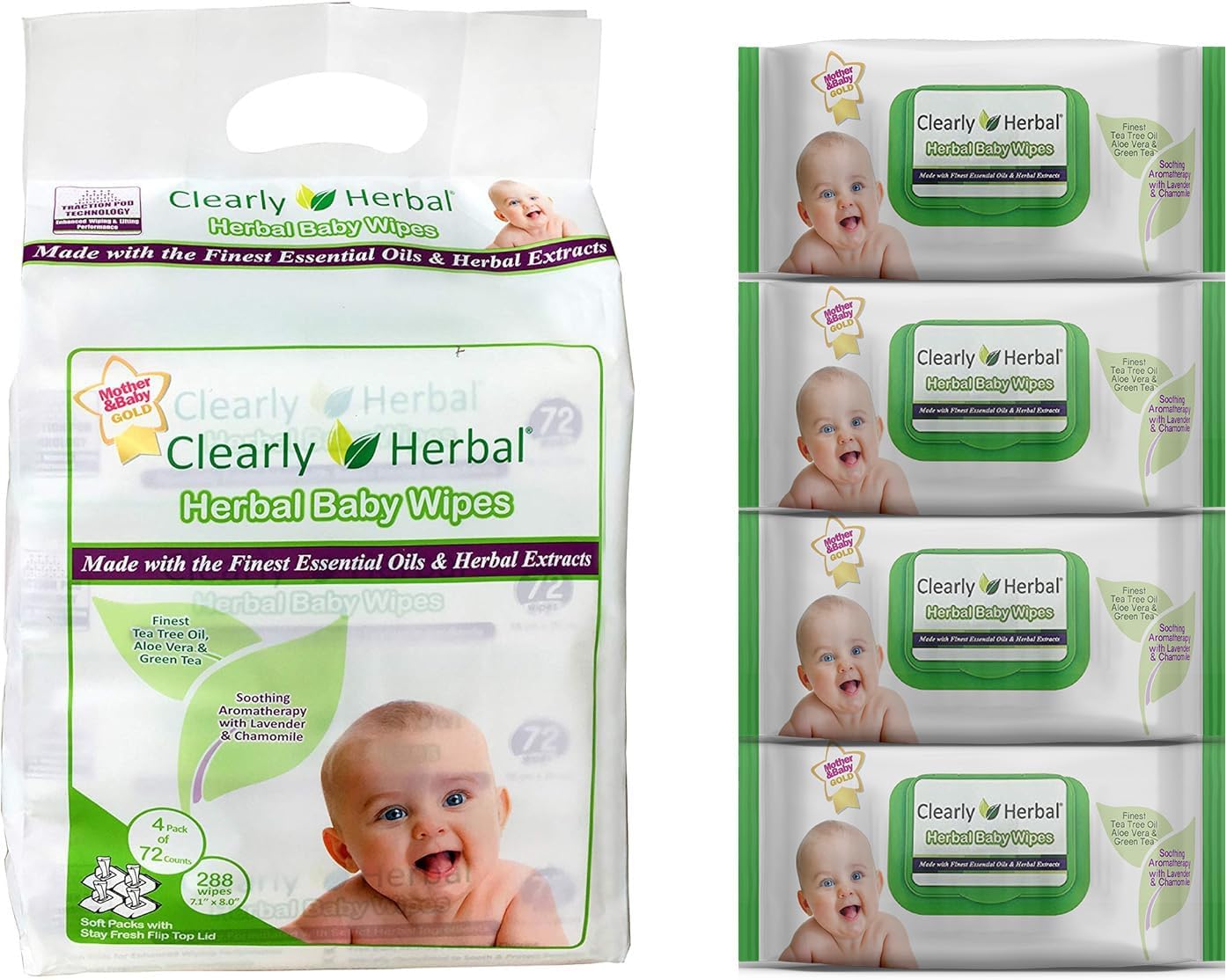 Clearly Herbal Plant-Based Baby Wipes, 288 Count