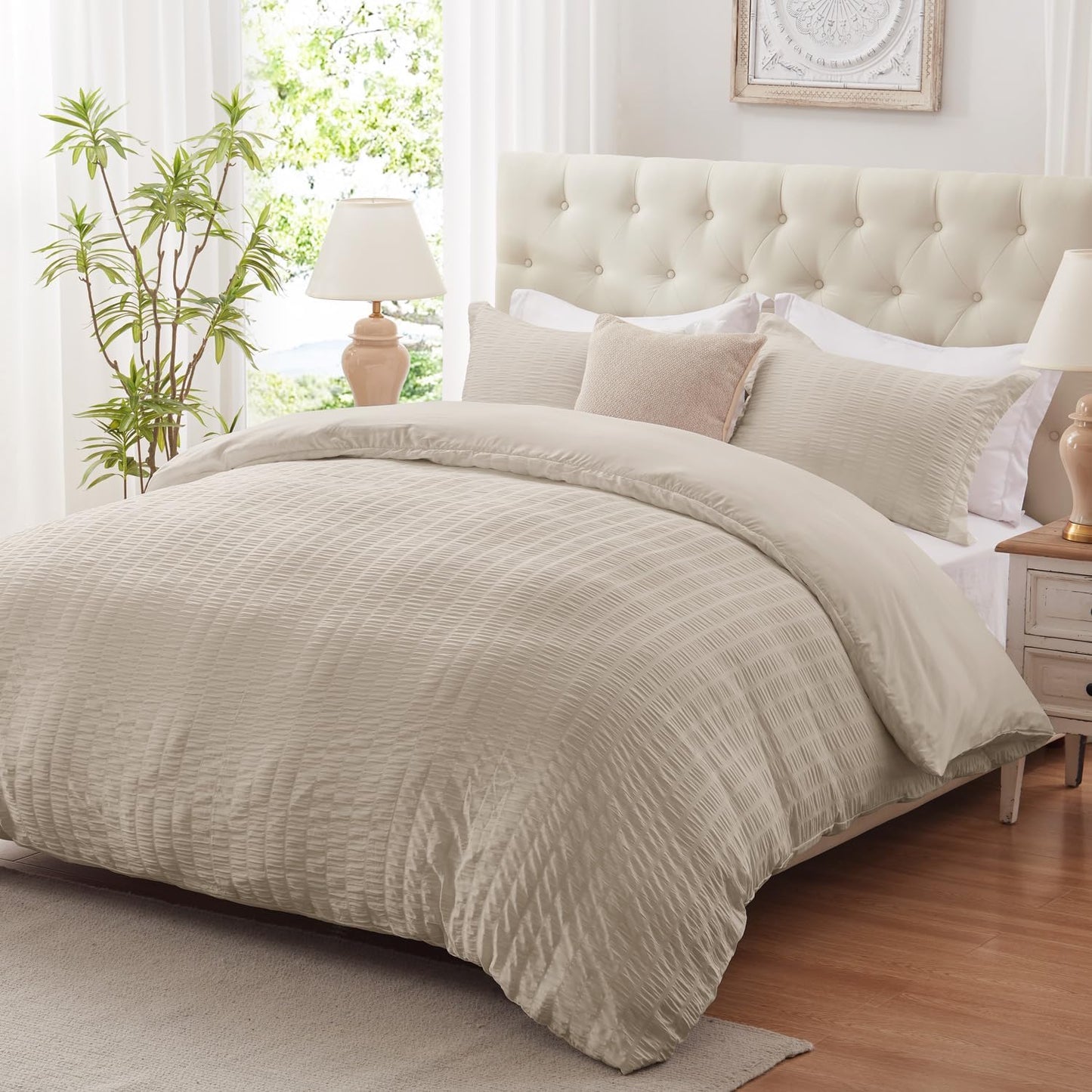 Cozyide Linen Duvet Cover Queen Size Set for Elegant Bedding