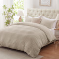 Cozyide Linen Duvet Cover King Size 3-Piece Set - Soft Seersucker