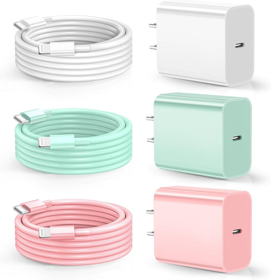 20W Fast Charger + 3Pack 10FT Lightning Cable Set - Dayaoncy