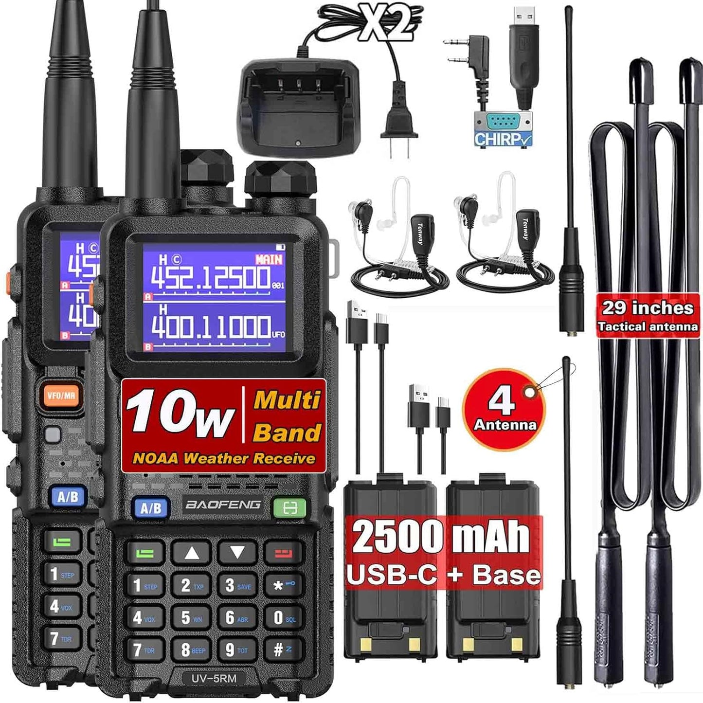 BAOFENG UV-5RM Long Range Ham Radio with NOAA Weather Receiver