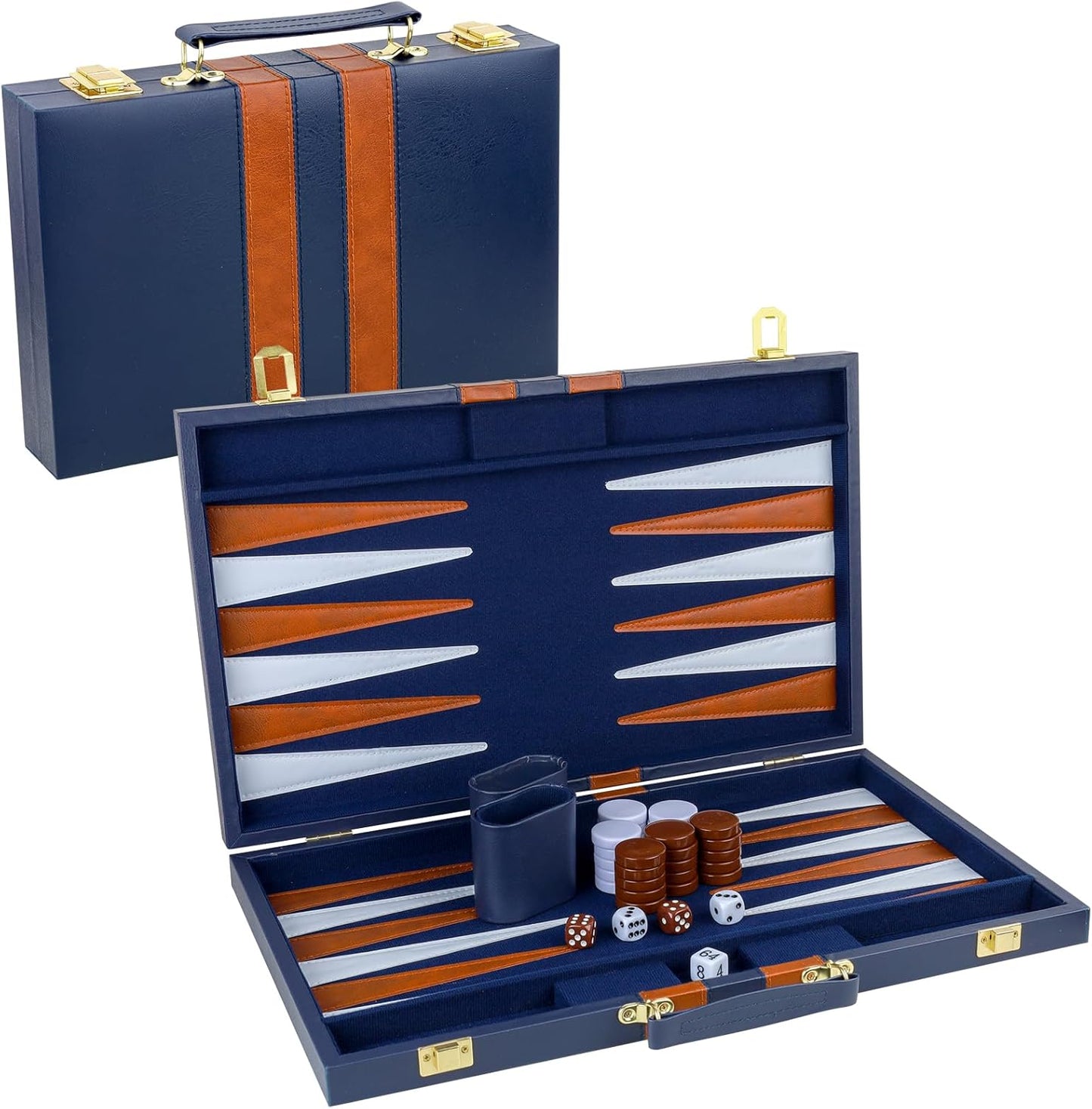 Classic Backgammon Set for 2 Players with PU Leather Case