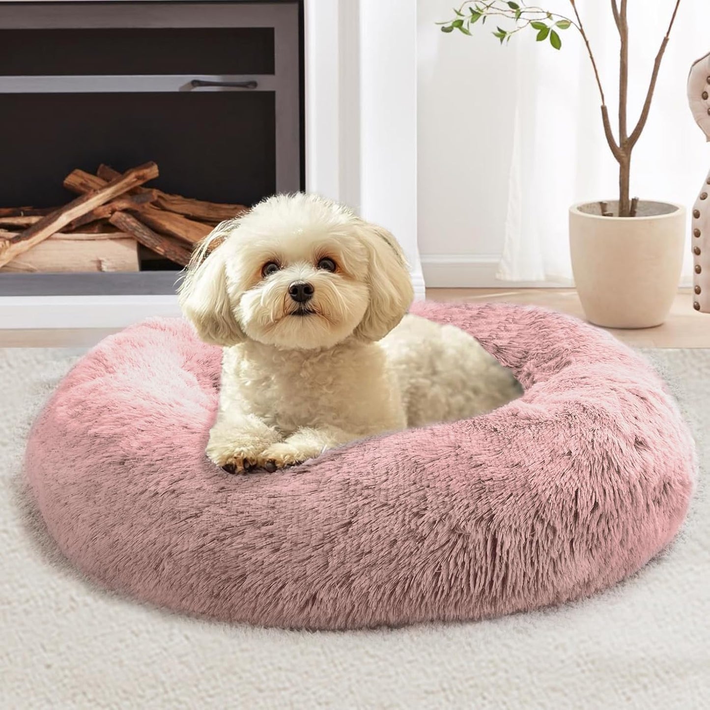 Calming Dog & Cat Bed for Large Dogs - Cozy Donut Cuddler