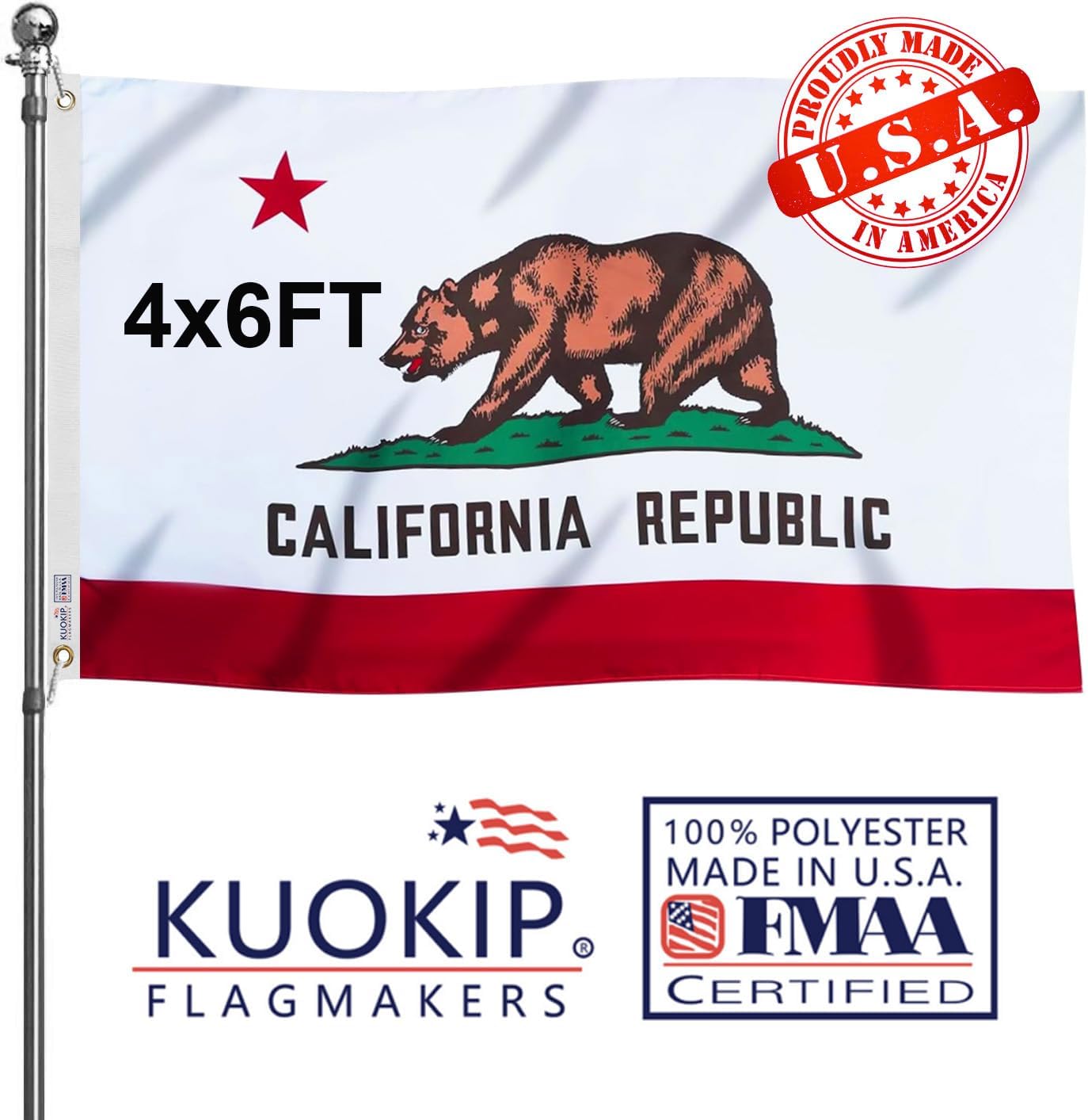 Double Sided Californian State Flag 4x6 Heavy Duty Polyester