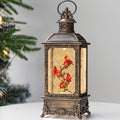 Christmas Snow Globe Water Glittering Cardinal Lantern with Music