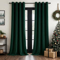 Topfinel Dark Green Velvet 84 in Curtains - Room Darkening Luxury