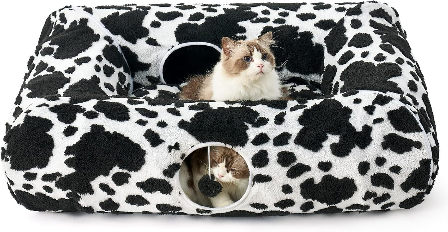 Cat Tunnel Bed for Indoor Cats - Foldable Cute Donut Design