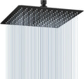 12 inch Matte Black Rain Shower Head - All Metal 304 Stainless Steel