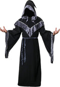 Medieval Dark Mystic Sorcerer Robe Hooded Cape for Halloween