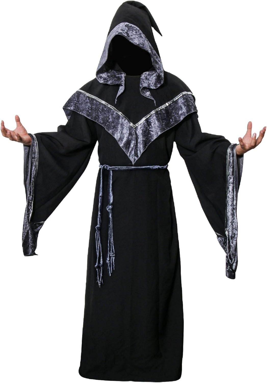 Medieval Dark Mystic Sorcerer Robe Hooded Cape for Halloween
