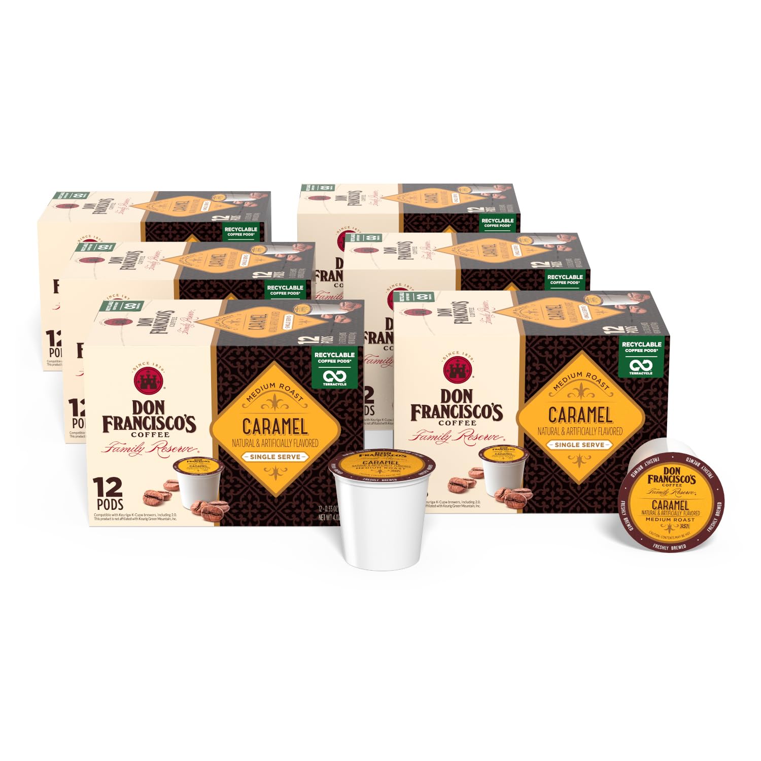 Don Francisco's Caramel Flavored Coffee Pods for Keurig Brewers