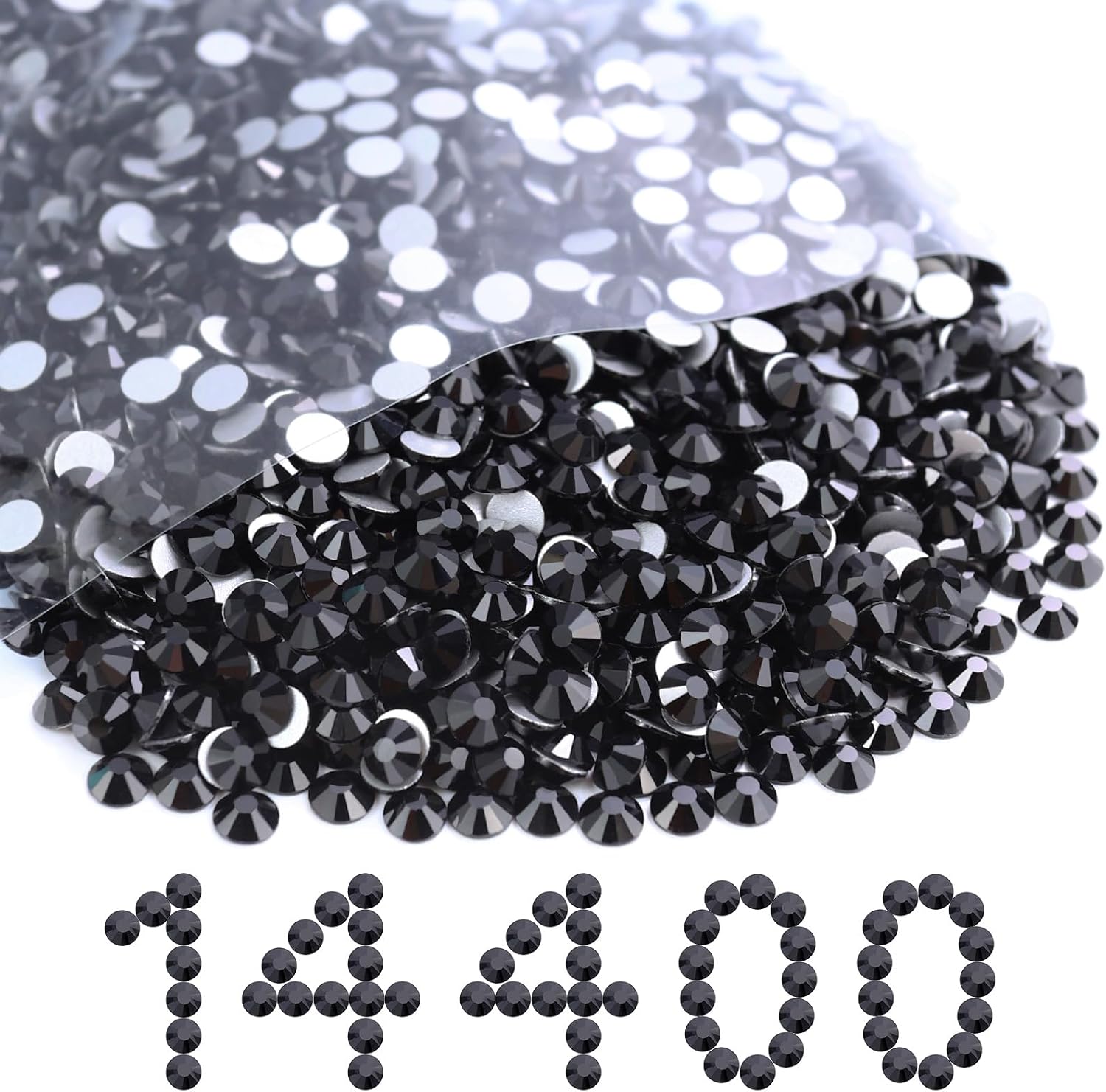 Flatback Rhinestones Bulk - 14400PCS Black SS16 for Crafts