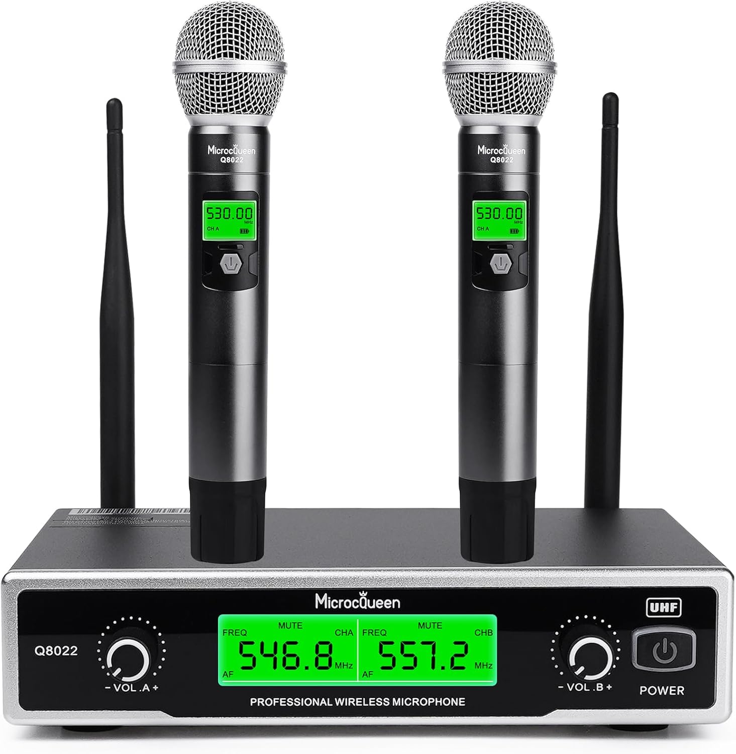 UHF Wireless Microphone System with Dual Handheld Mics for Events