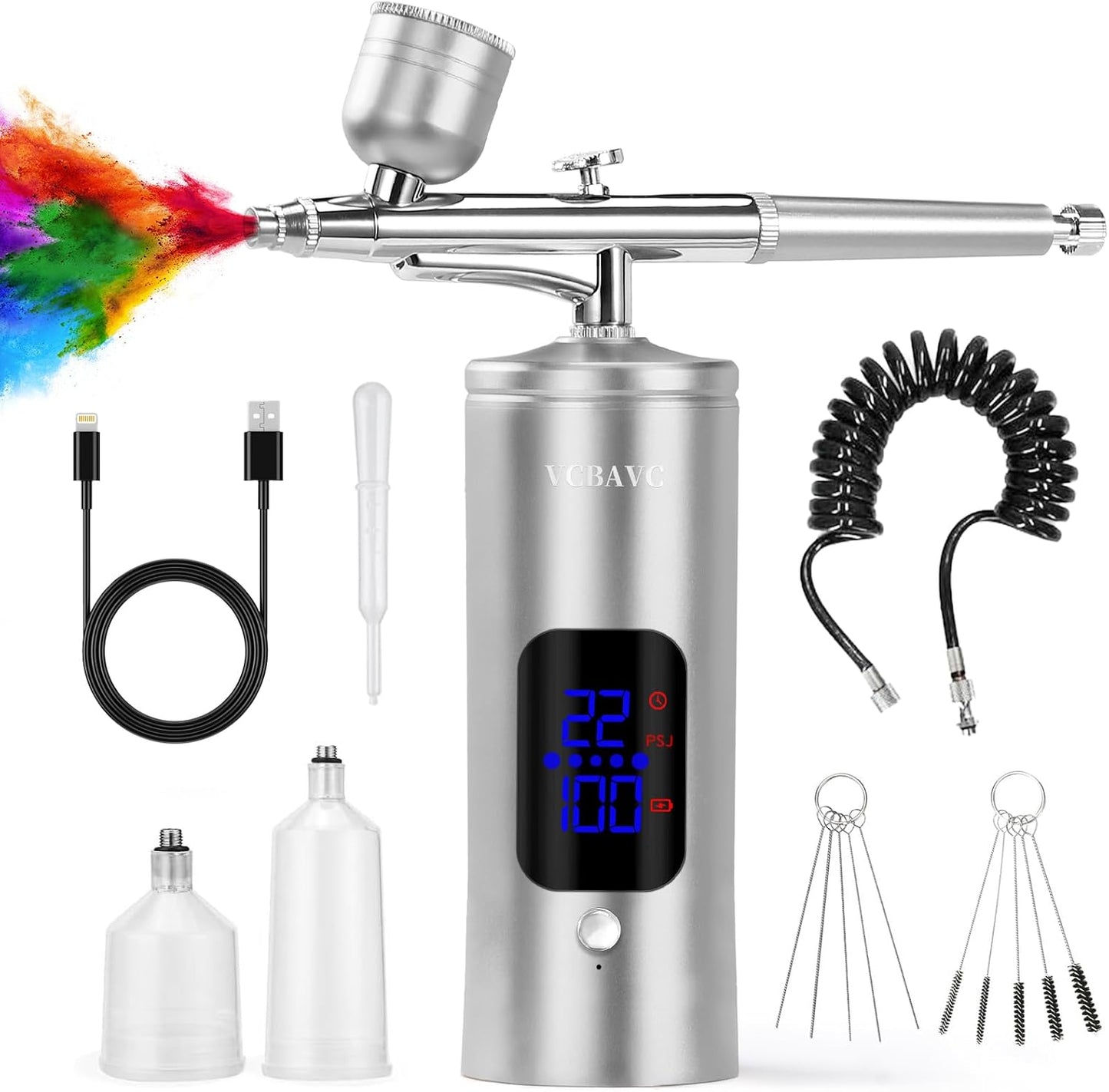 High-Pressure Cordless Airbrush Set - Rechargeable, Versatile, Precise