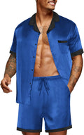 Men Satin Silk Pajamas Set with Pockets - Lightweight Summer Ekouaer