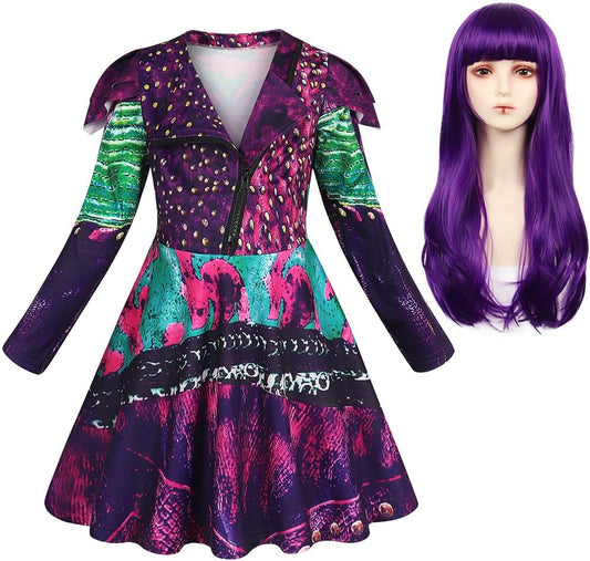 MetCuento Girls Halloween Costume with Wig and Zipper Jacket