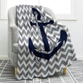 Nautical Anchor Blanket Navy Tie Pattern Throw - Soft Lightweight Cozy