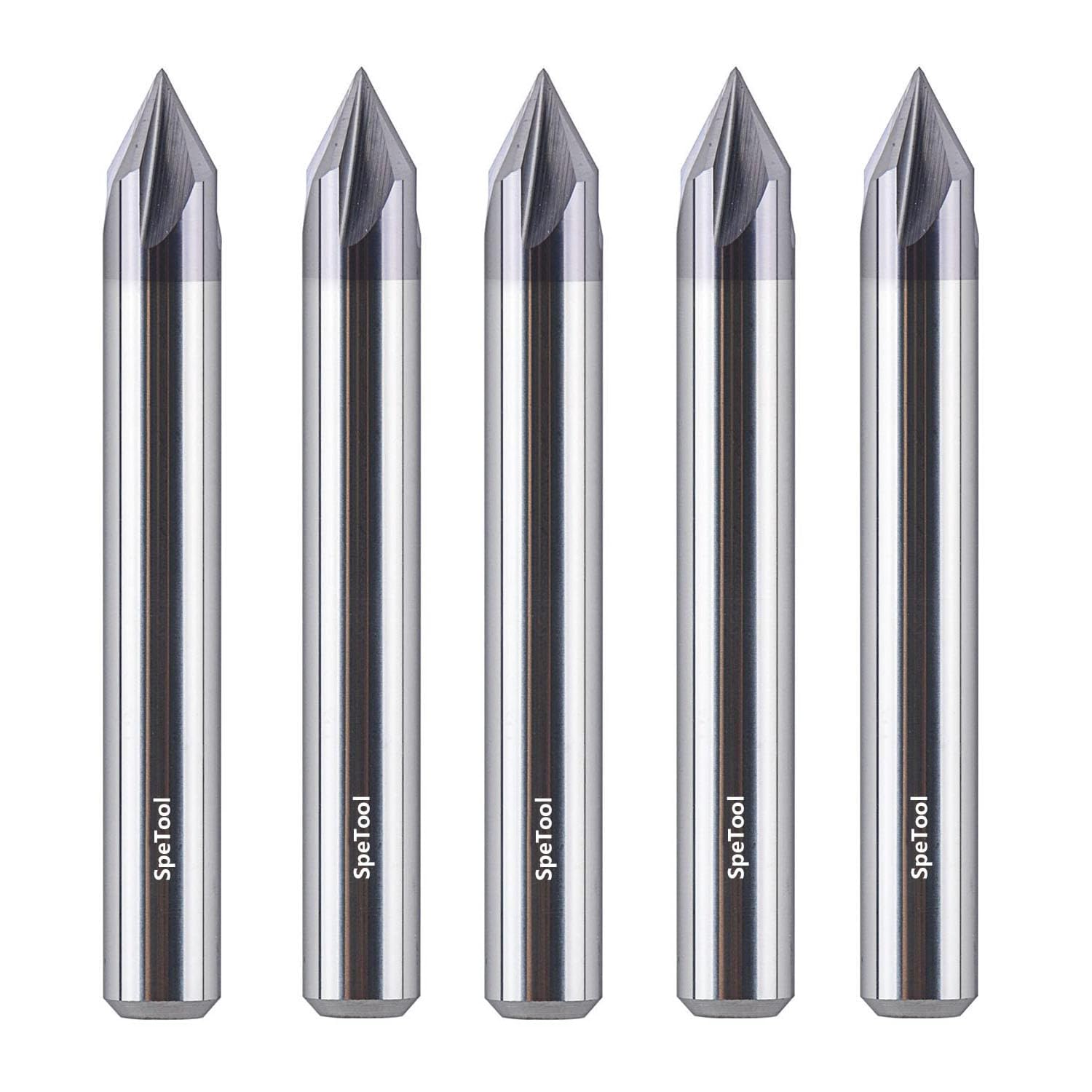SpeTool 5PCS 60 Degree V Bit for CNC Wood Engraving and Carving