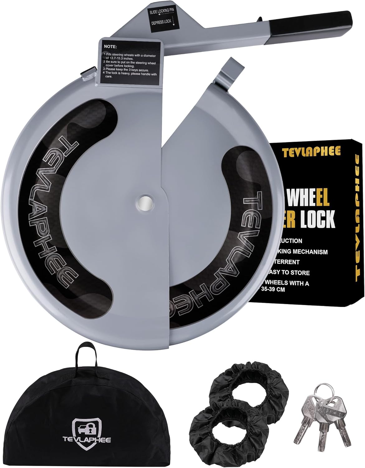 Tevlaphee Steering Wheel Lock Heavy Duty Anti-Theft Device