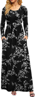 DB MOON Women Casual Long Sleeve Maxi Dress - Comfortable Empire Waist