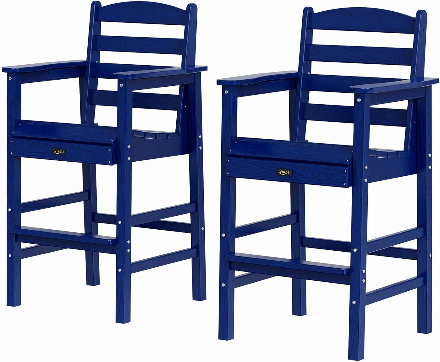 VINGLI Tall Adirondack Chairs Set of 2 HDPE Bar Stools