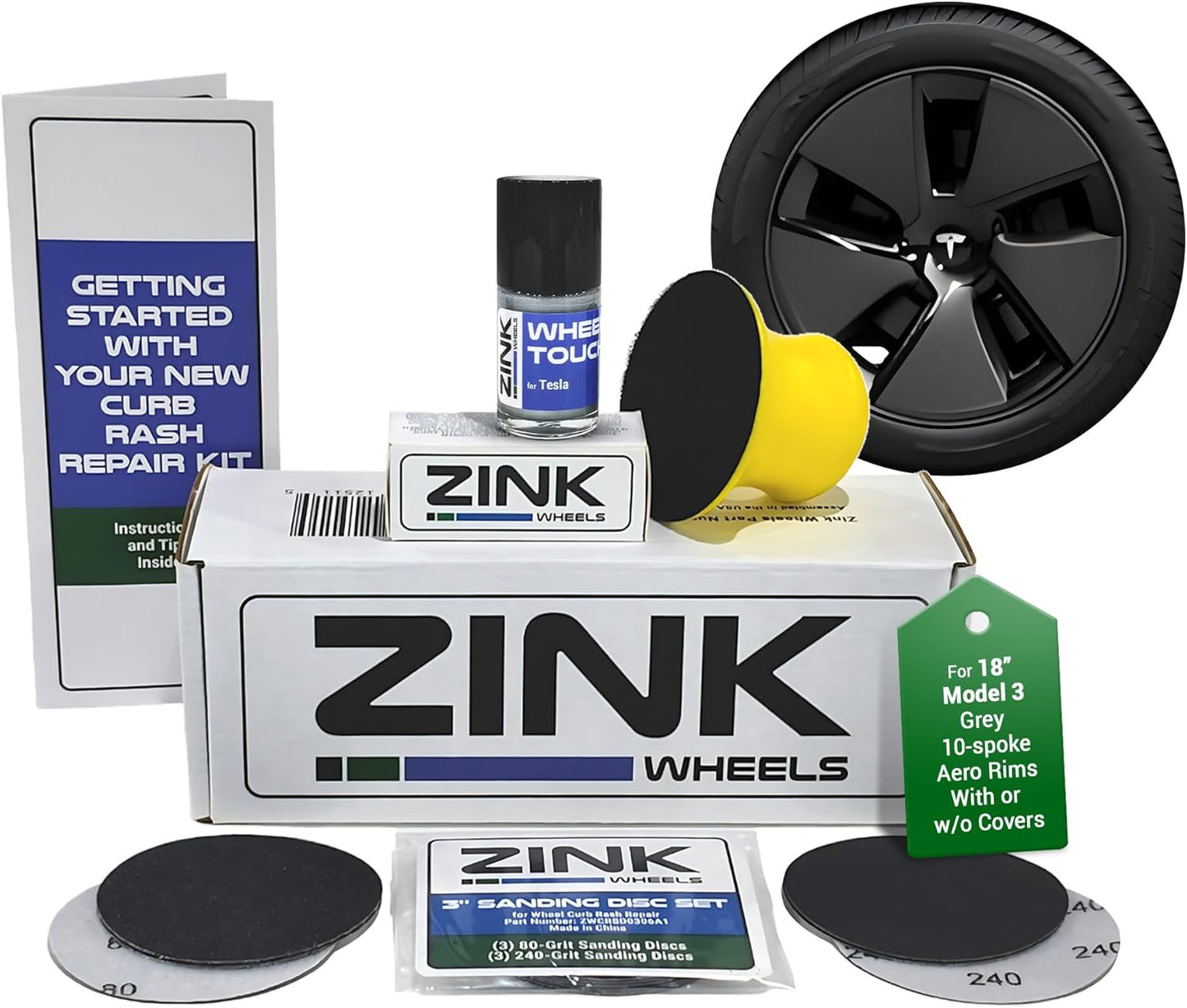 Premium Tesla Wheel Curb Rash Repair Kit for Model 3 Rims