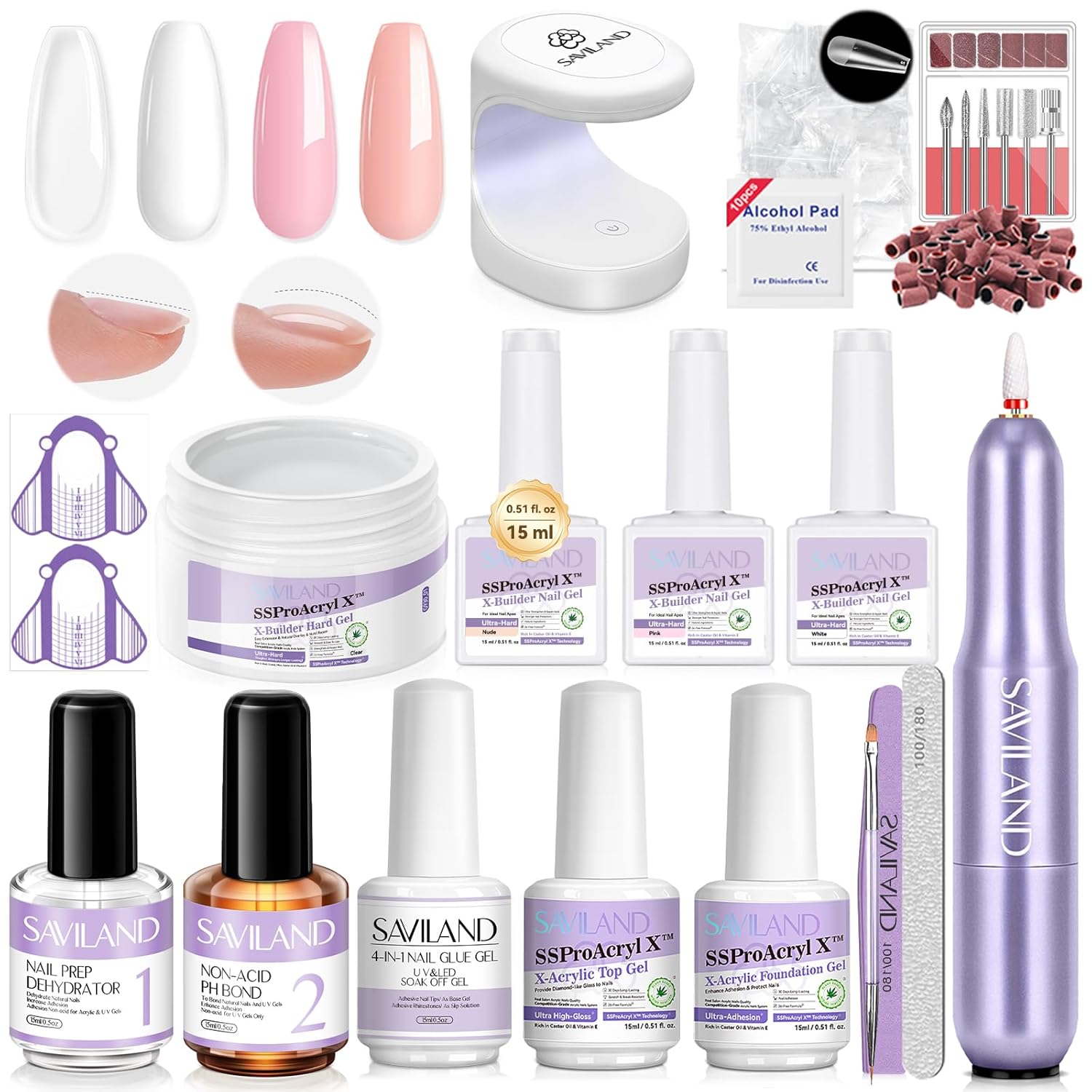 SAVILAND Builder Nail Gel Kit for Perfect Nail Extensions