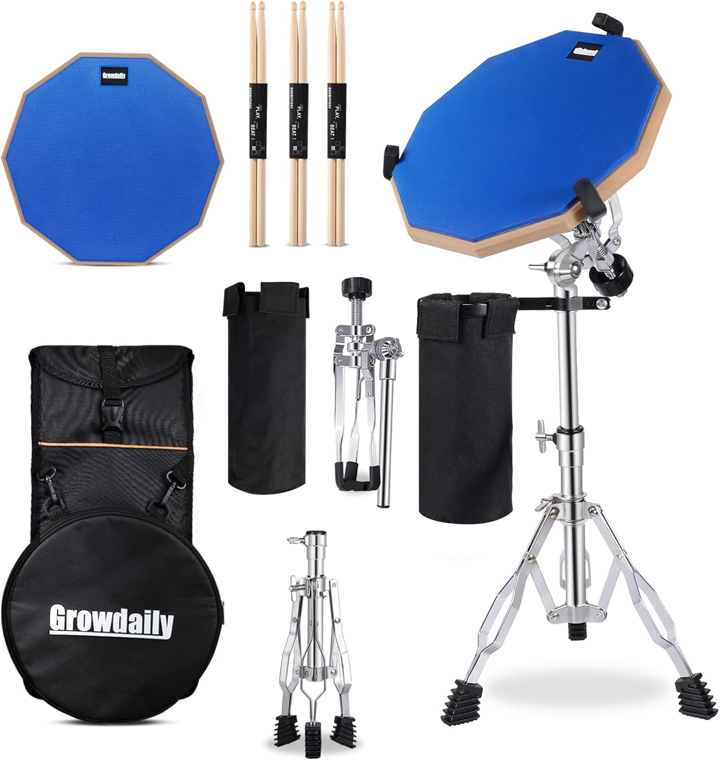 Drum Practice Pad Set with Adjustable Stand and Accessories