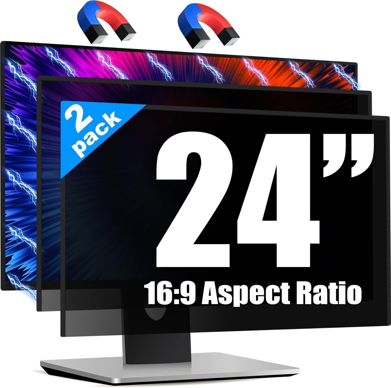 Magnetic 2 Pack Invisible Privacy Screen Filter for 24 Inch