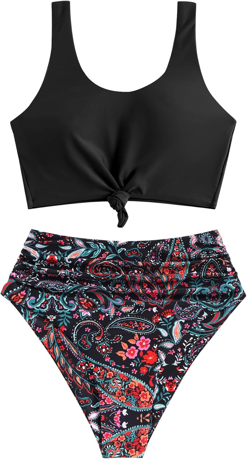 ZAFUL Women's High Waisted Tankini Set for Stylish Summer Fun
