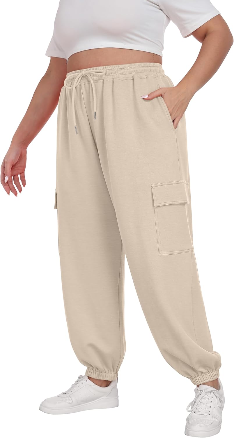 Plus Size Cargo Sweatpants for Women by OLRIK - Stylish Comfort
