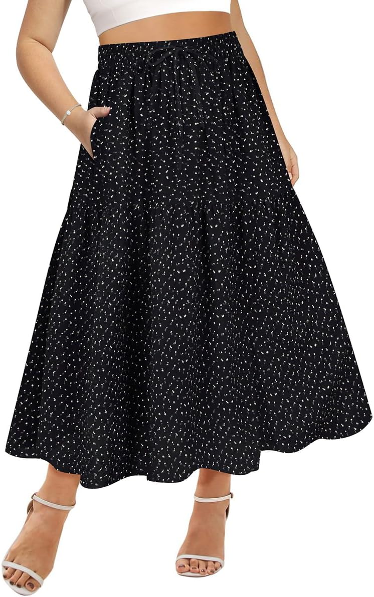 Plus Size Boho Maxi Skirt for Curvy Women with Pockets