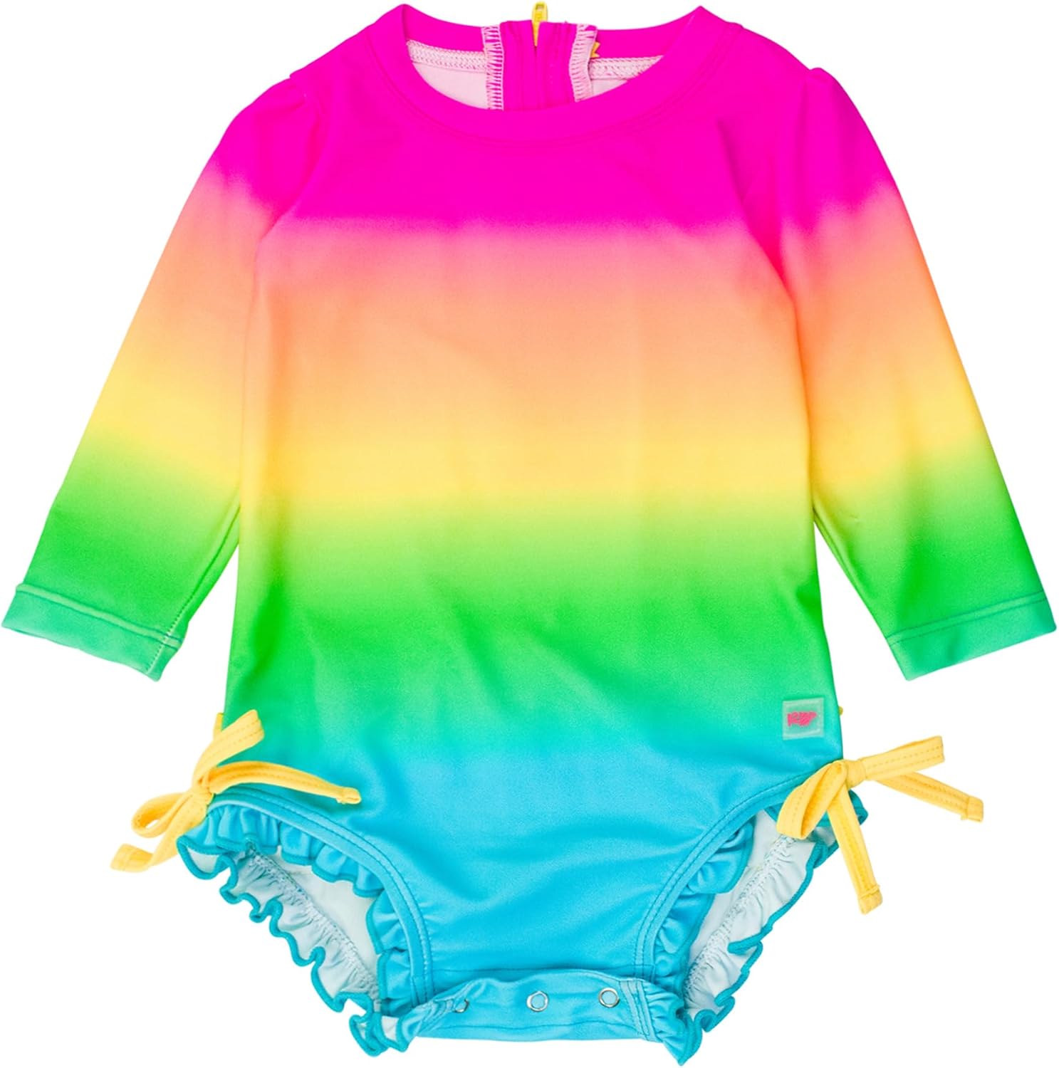 RuffleButts Baby Girls Floral Printed Long Sleeve Rash Guard