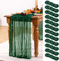 Emerald Green Cheesecloth Table Runner 12 Pack - Boho Gauze for Events