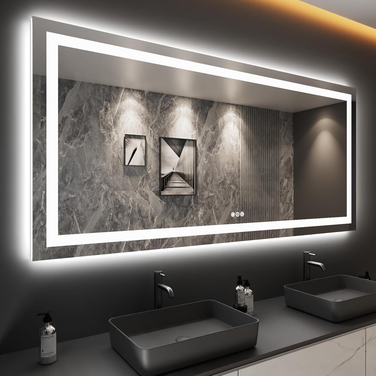 LOAAO 84X40 LED Bathroom Mirror with Lights and Anti-Fog Feature