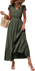 PRETTYGARDEN Womens Summer Maxi Dress - Flowy Boho Swiss Dot