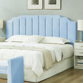 Light Blue Teddy Fabric Tufted King Upholstered Headboard - Modern