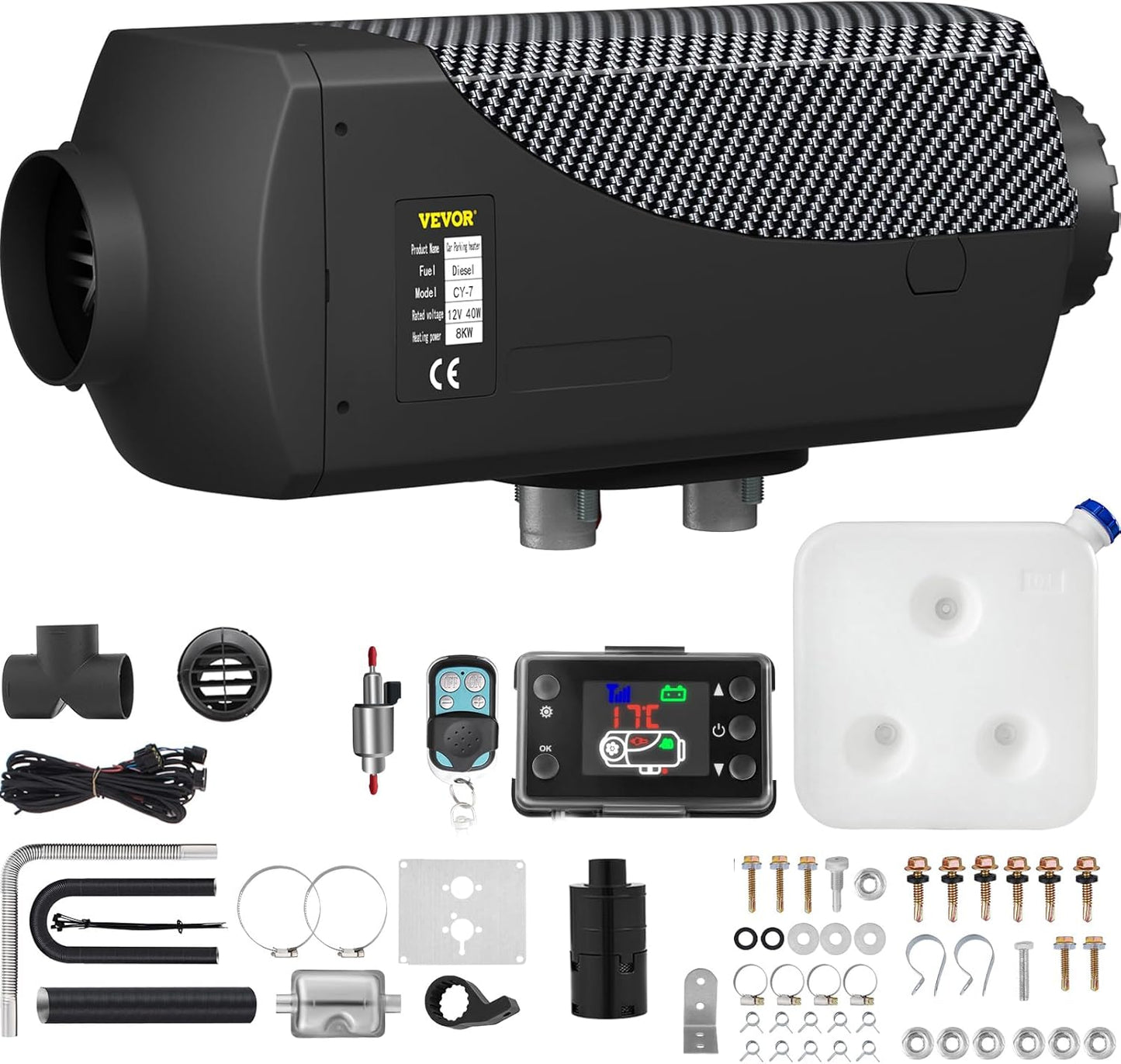 VEVOR 8KW Diesel Air Heater: Remote Control, LCD Switch