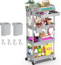4 Tier Rolling Utility Cart Organizer with Removable Drawer - Stable