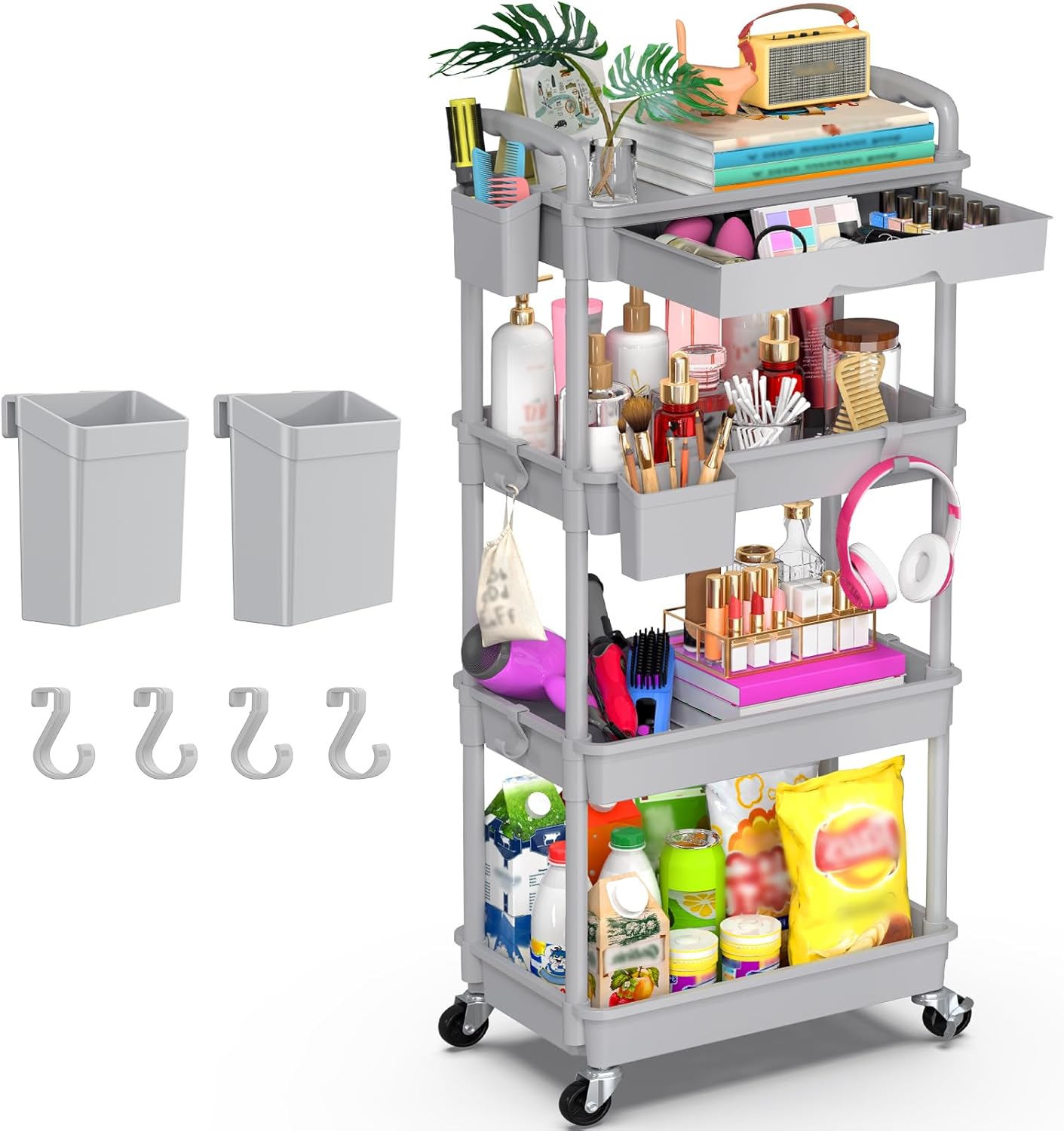 Goovilla 4 Tier Rolling Utility Cart Organizer for All Needs