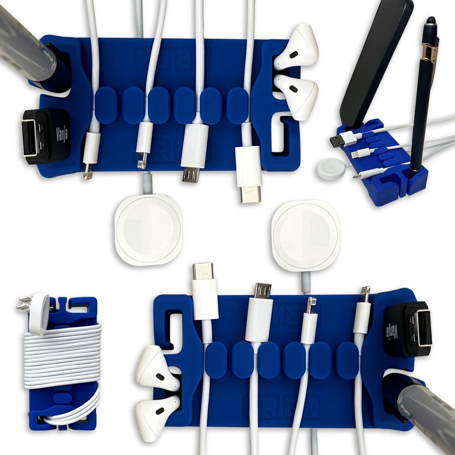 DeskBrick Non-Slip Steel-Weighted Desk Organizers for Cables