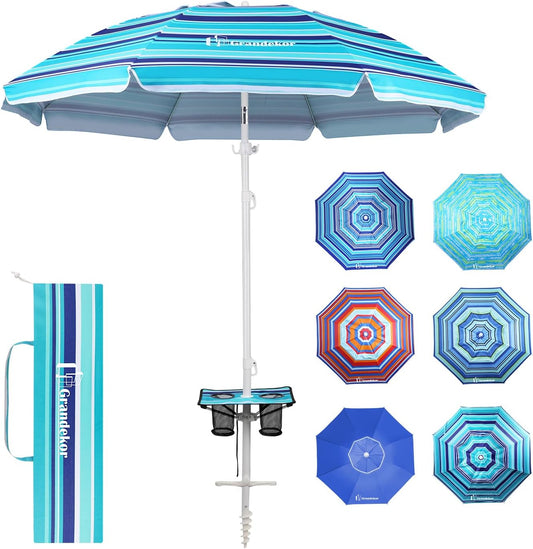 Grandekor Beach Umbrellas for Sand Heavy Duty Wind Protection