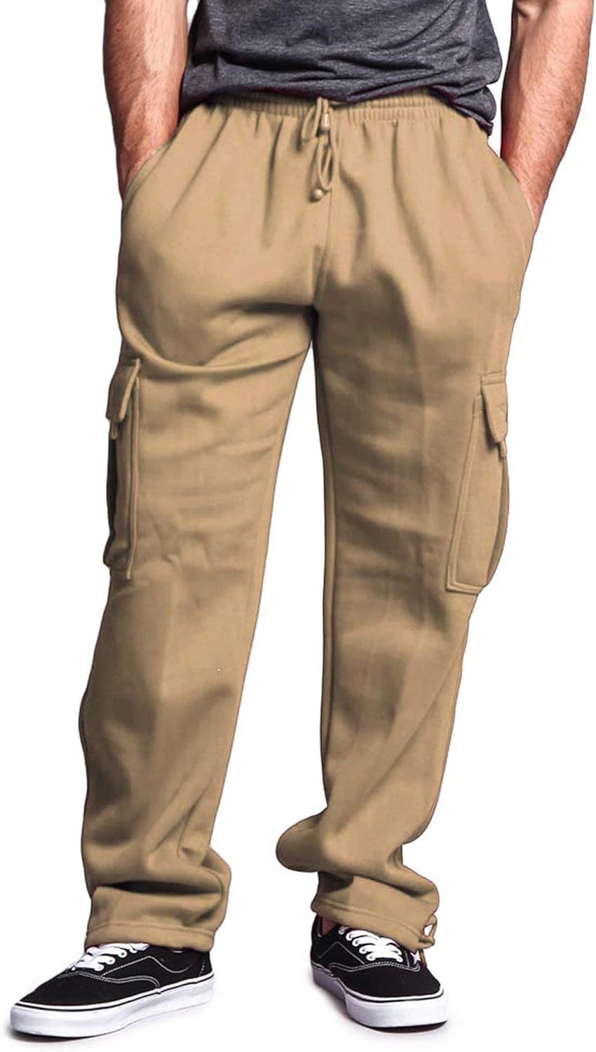 G-Style USA Men's Solid Fleece Cargo Pants for Comfort and Style