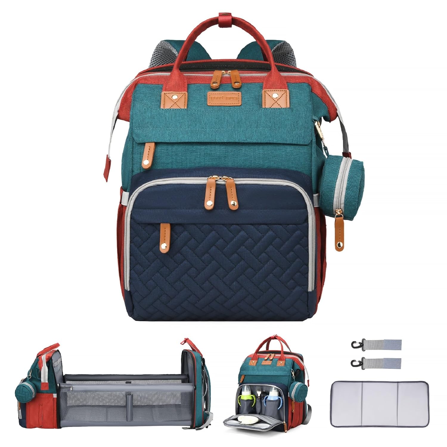 Multifunctional Waterproof Diaper Bag Backpack with Changing Station