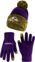 Ultra Game Two Tone Winter Beanie and Gloves for NFL Fans