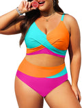 Tempt Me Women Plus Size High Waisted Two Piece Swimsuit - Tummy
