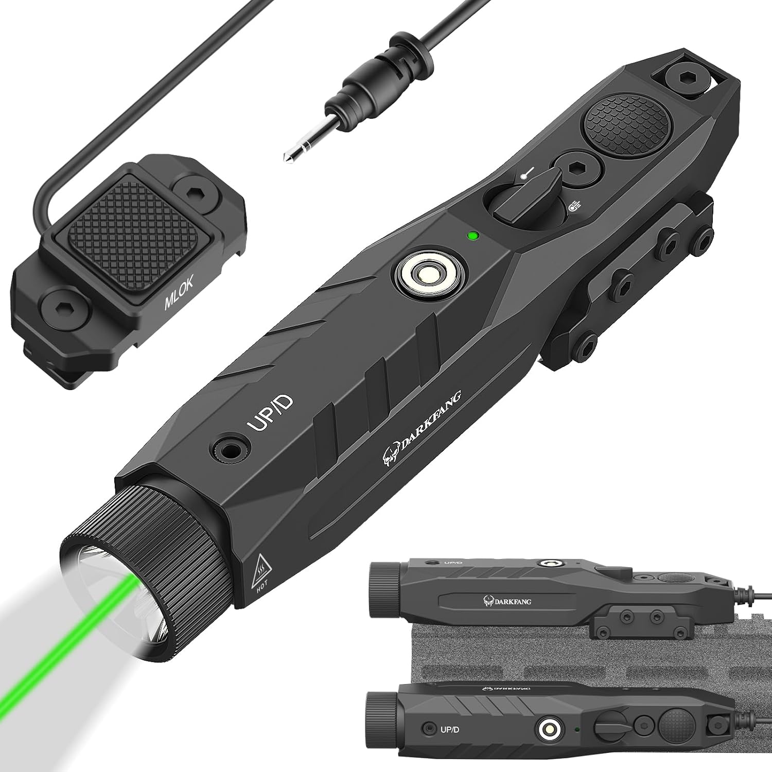 DARKFANG Mlok Picatinny Flashlight Laser Combo 1450 Lumen Light